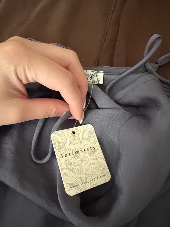 FREE PEOPLE Satin Cowl Neck Ruched Slip Dress - Light Gray - Picture 3 of 4